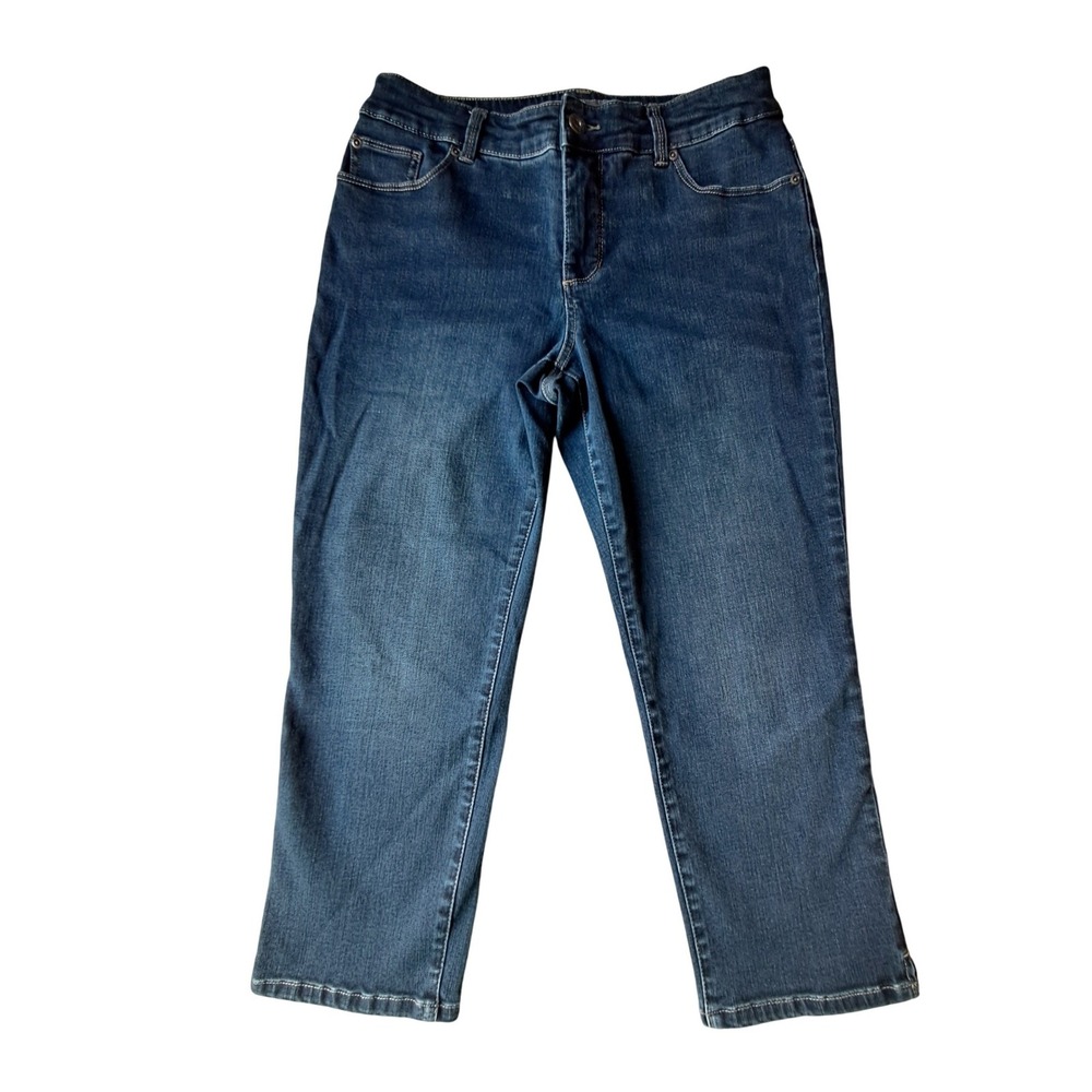 Chicos So Slimming Girlfriend Ankle Jeans Dark Wash Straight Leg‎ Size 1